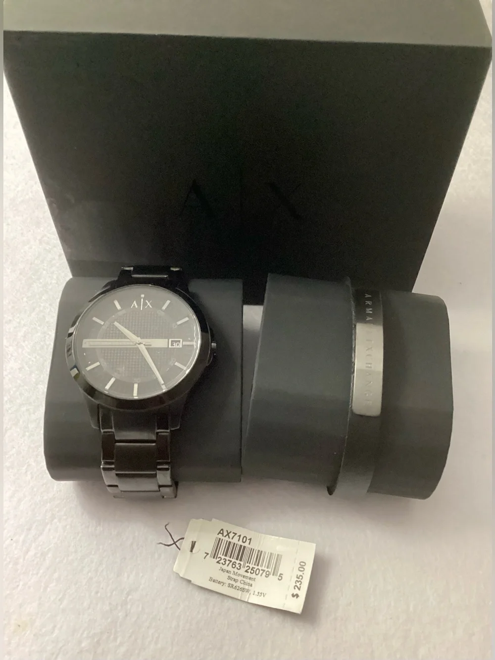 A/X Armani Exchange Black Stainless Steel Bracelet Watch Gift Set 46mm